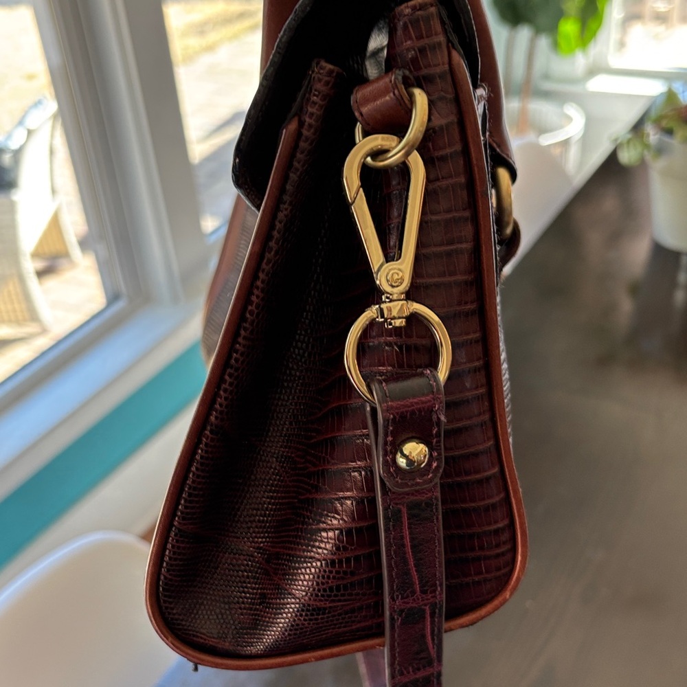 Brahmin Brown and Black Textured Leather Satchel - Picture 2 of 16